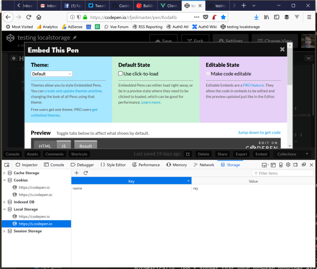 Herramientas de desarrollador para almacenamiento en Firefox